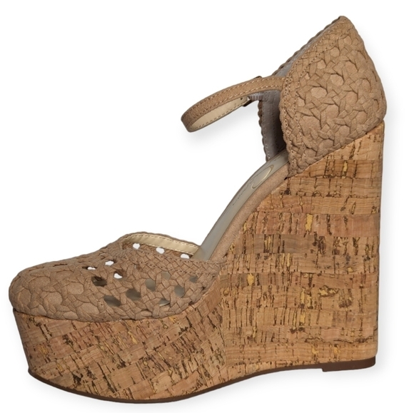 Jessica Simpson Marshela Ankle-Strap Platform Wedge Sandals Beige Size 5.5M/6M - Picture 3 of 12